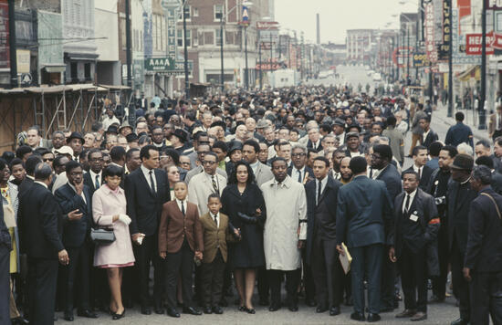 image of Mrs. King Leads The Memphis Sanitation Worker's Strike March